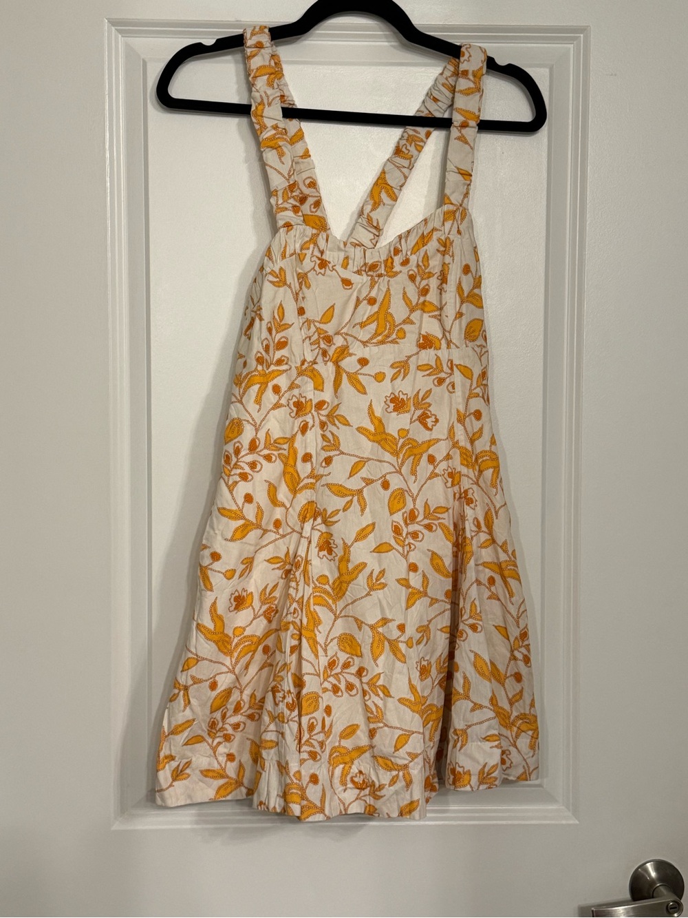 Anthropologie White Dress with Mustard Yellow Floral Embroidery - Picture 2 of 7
